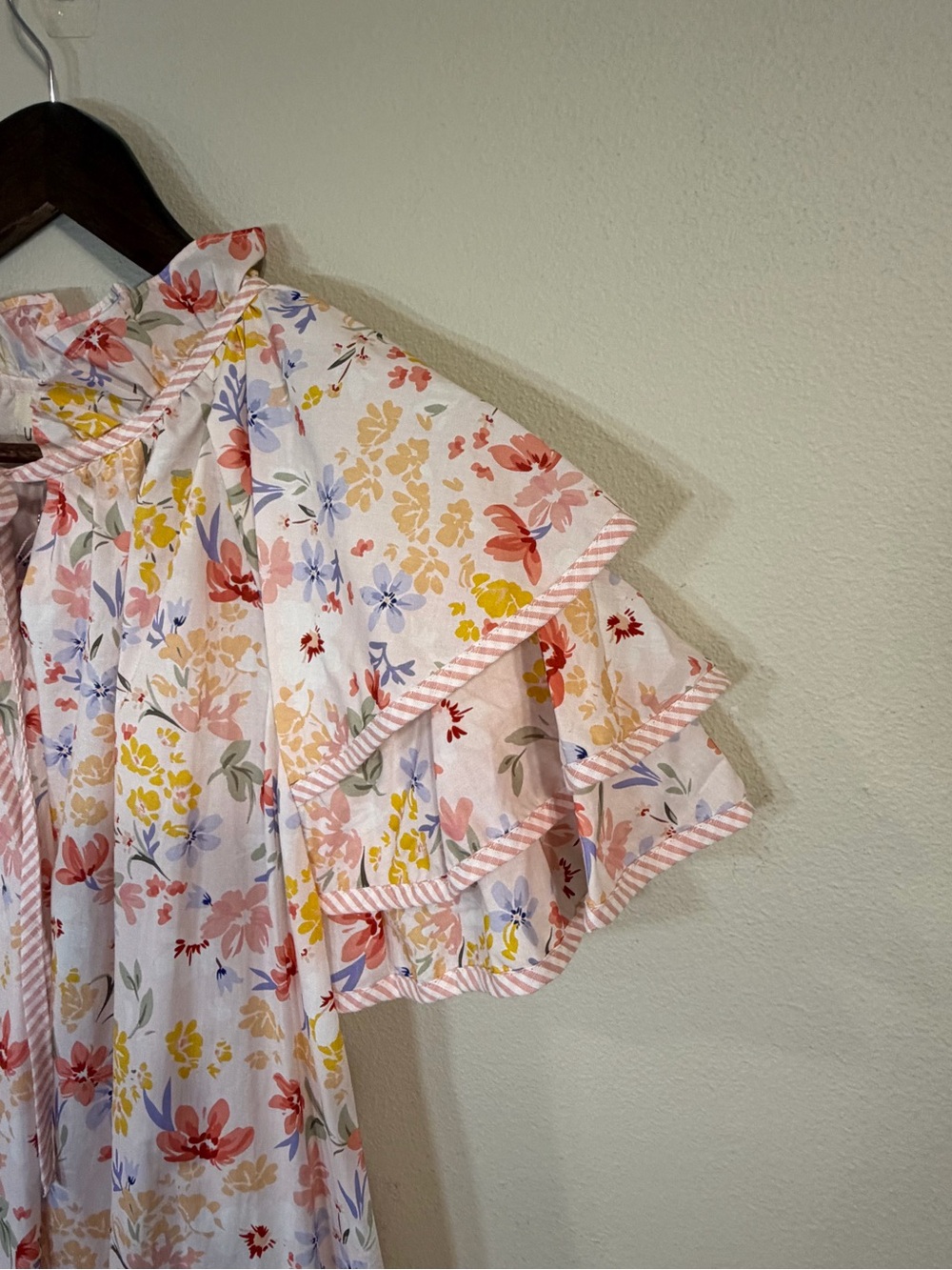 Umgee Floral Tiered Flutter Sleeve Cotton Dress Size L Cottagecore - Picture 8 of 10